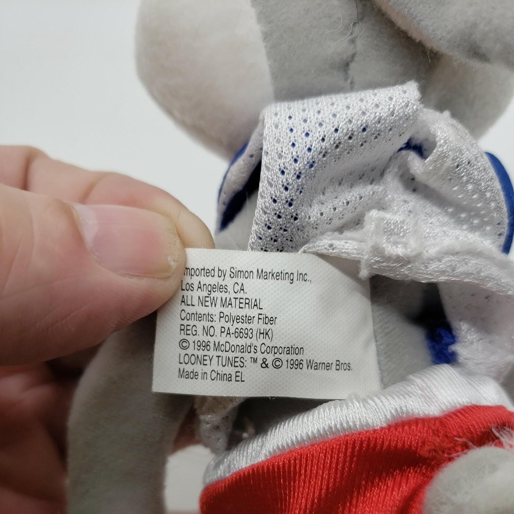 Vintage 1996 McDonalds Space Jam Bugs Bunny Looney Tunes Push plush figurine - Picture 5 of 5